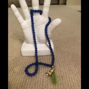 Blue glass bead necklace